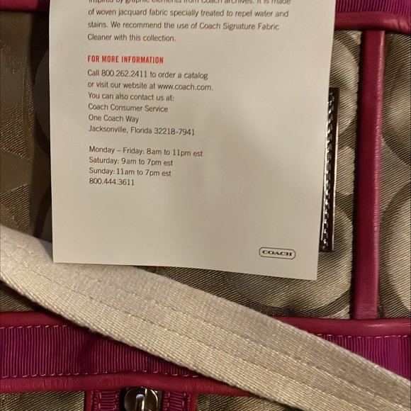 Coach Poppy Material Tote with Fuschia Trim - Picture 2 of 4